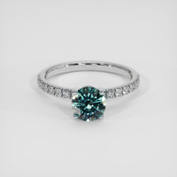 1.11 Ct. Bluish Green Sapphire Ring, 14K White Gold 1