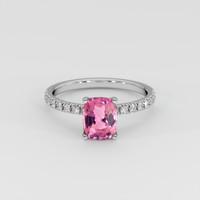 1.33 Ct. Pink Sapphire Ring, 14K White Gold 1