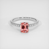 1.60 Ct. Padparadscha Sapphire Ring, 14K White Gold 1