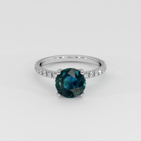 3.05 Ct. Greenish Blue Sapphire Ring, 14K White Gold 1