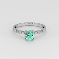 0.58 Ct. Emerald Ring, 18K White Gold 1