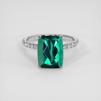 6.08 Ct. Bluish Green Tourmaline Ring, 18K White Gold 1