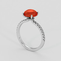 1.38 Ct. Oxblood (Red) Coral Ring, 18K White Gold 2