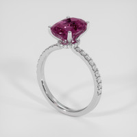 3.63 Ct. Purplish Pink Garnet Ring, 18K White Gold 2