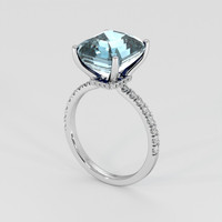 5.85 Ct. Blue Aquamarine Ring, 18K White Gold 2