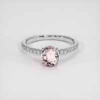 1.08 Ct. Pink Sapphire Ring, 18K White Gold 1