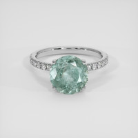 3.93 Ct. Bluish Green Sapphire Ring, 18K White Gold 1