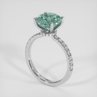 3.93 Ct. Bluish Green Sapphire Ring, 18K White Gold 2
