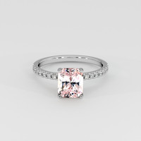 3.09 Ct. Peach Sapphire Ring, 18K White Gold 1