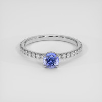 0.97 Ct. Purplish Blue Sapphire Ring, 18K White Gold 1