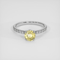 1.00 Ct. Yellow Sapphire Ring, 18K White Gold 1
