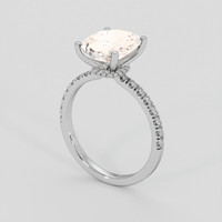 3.58 Ct. Peach Sapphire Ring, 18K White Gold 2