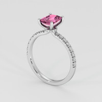 1.33 Ct. Pink Sapphire Ring, 18K White Gold 2