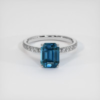 2.93 Ct. Greenish Blue Sapphire Ring, 18K White Gold 1