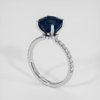 4.02 Ct. Greenish Blue Sapphire Ring, 18K White Gold 2