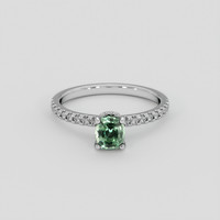 0.90 Ct. Green Sapphire Ring, 18K White Gold 1