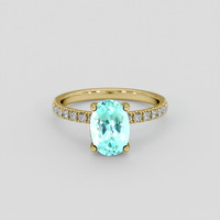 1.82 Ct. Bluish Green Paraiba Tourmaline Ring, 10K Yellow Gold 1