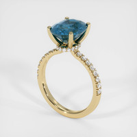4.33 Ct. Greenish Blue Sapphire Ring, 10K Yellow Gold 2