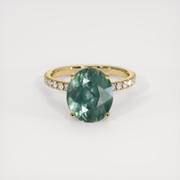 4.25 Ct. Greenish Blue Sapphire Ring, 14K Yellow Gold 1