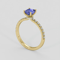 1.50 Ct. Purplish Blue Sapphire Ring, 14K Yellow Gold 2