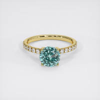 2.08 Ct. Bluish Green Sapphire Ring, 14K Yellow Gold 1