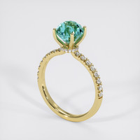 2.08 Ct. Bluish Green Sapphire Ring, 14K Yellow Gold 2