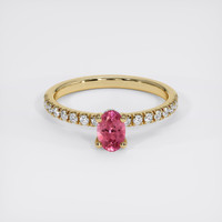 0.49 Ct. Reddish Pink Sapphire Ring, 14K Yellow Gold 1