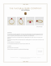 Ruby Ring 1.02 Ct., 14K Yellow Gold Appraisal