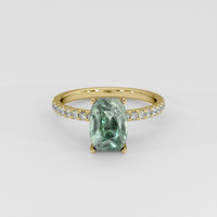 3.20 Ct. Green Sapphire Ring, 14K Yellow Gold 1