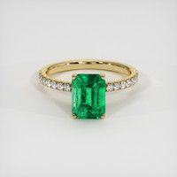 1.50 Ct. Emerald Ring, 18K Yellow Gold 1