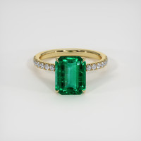 3.32 Ct. Emerald Ring, 18K Yellow Gold 1