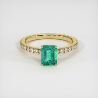 1.44 Ct. Emerald Ring, 18K Yellow Gold 1