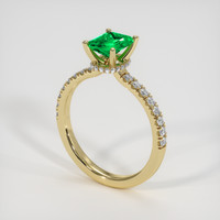 0.72 Ct. Emerald Ring, 18K Yellow Gold 2