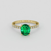 1.56 Ct. Emerald Ring, 18K Yellow Gold 1
