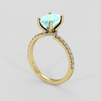 1.82 Ct. Bluish Green Paraiba Tourmaline Ring, 18K Yellow Gold 2