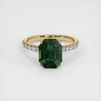 3.26 Ct. Bluish Green Sapphire Ring, 18K Yellow Gold 1