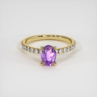 1.41 Ct. Pinkish Purple Sapphire Ring, 18K Yellow Gold 1