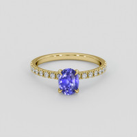 1.39 Ct. Purplish Blue Sapphire Ring, 18K Yellow Gold 1