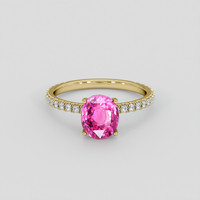 3.09 Ct. Pink Sapphire Ring, 18K Yellow Gold 1