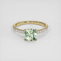 1.27 Ct. Yellowish Green Sapphire Ring, 18K Yellow Gold 1