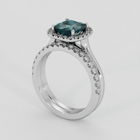 2.10 Ct. Bluish Green Sapphire Ring, Platinum 950 2