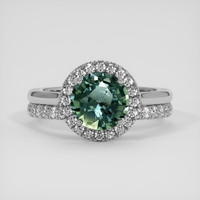 2.05 Ct. Bluish Green Sapphire Ring, Platinum 950 1