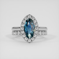 1.25 Ct. Greenish Blue Sapphire Ring, Silver 1