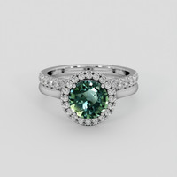 2.05 Ct. Bluish Green Sapphire Ring, 10K White Gold 1