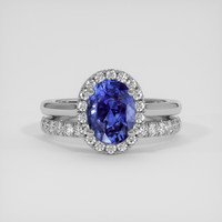 3.12 Ct. Blue Sapphire Ring, 14K White Gold 1