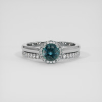 0.89 Ct. Bluish Green Sapphire Ring, 14K White Gold 1