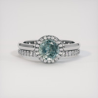 1.53 Ct. Bluish Green Sapphire Ring, 14K White Gold 1