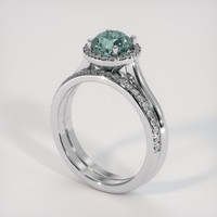 1.53 Ct. Bluish Green Sapphire Ring, 14K White Gold 2