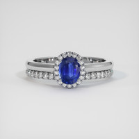 0.98 Ct. Blue Sapphire Ring, 18K White Gold 1