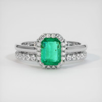 0.82 Ct. Emerald Ring, 18K White Gold 1